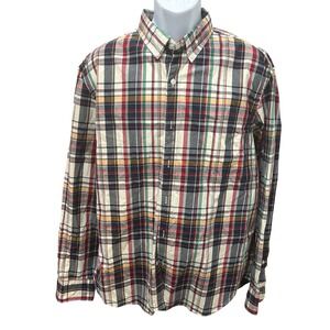 J.Crew Slim Flex Washed Cotton Poplin Plaid Shirt Multi Color XL